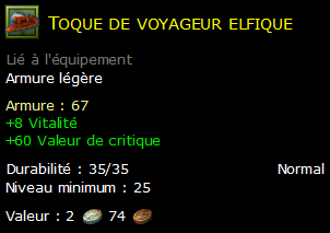 Toque de voyageur elfique