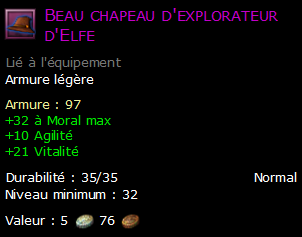 Beau chapeau d'explorateur d'Elfe