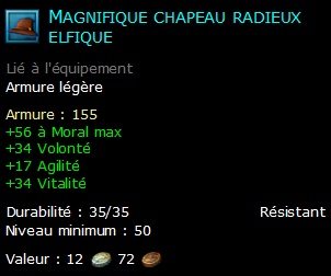 Magnifique chapeau radieux elfique