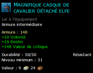 Magnifique casque de cavalier détaché elfe