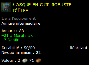 Casque en cuir robuste d'Elfe