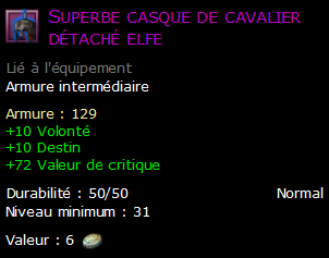 Superbe casque de cavalier détaché elfe