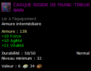 Casque rigide de franc-tireur nain