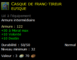 Casque de franc-tireur elfique