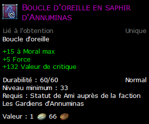 Boucle d'oreille en saphir d'Annuminas