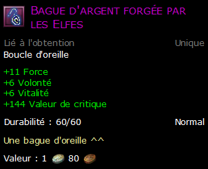 Bague d'argent forgée par les Elfes