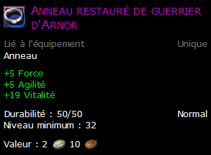 Anneau restauré de guerrier d'Arnor