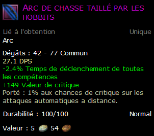 Arc de chasse taillé par les hobbits