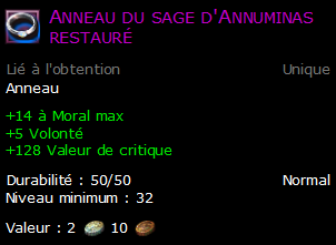 Anneau du sage d'Annuminas restauré