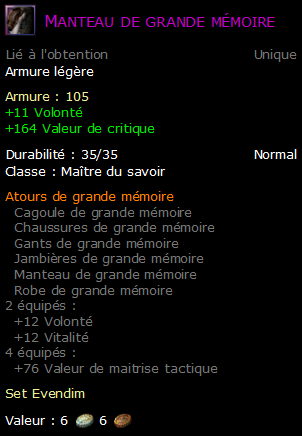 Manteau de grande mémoire