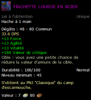 Hachette lourde en acier