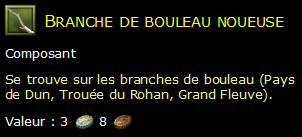 Branche de bouleau noueuse