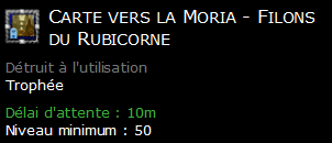 Carte vers la Moria - Filons du Rubicorne