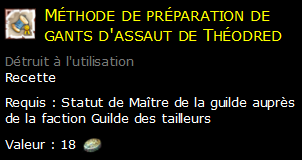 Méthode de préparation de gants d'assaut de Théodred