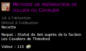 Méthode de préparation de collier du Cavalier