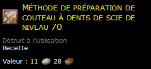 Méthode de préparation de couteau à dents de scie de niveau 70