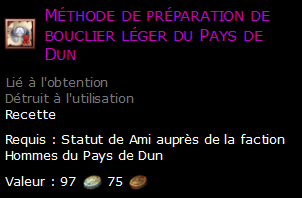 Méthode de préparation de bouclier léger du Pays de Dun