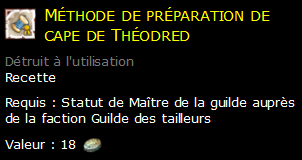 Méthode de préparation de cape de Théodred