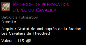 Méthode de préparation d'épée du Cavalier