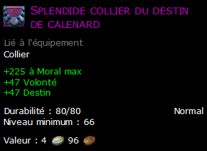 Splendide collier du destin de calenard