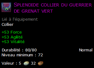 Splendide collier du guerrier de grenat vert