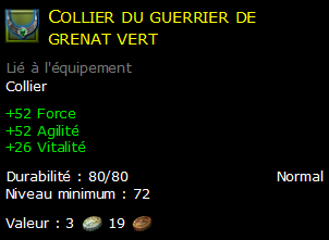 Collier du guerrier de grenat vert