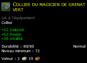 Collier du magicien de grenat vert