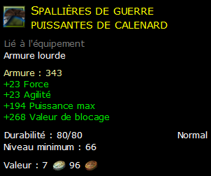 Spallières de guerre puissantes de calenard