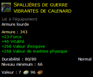 Spallières de guerre vibrantes de calenard