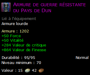 Armure de guerre résistante du Pays de Dun