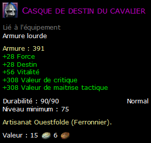 Casque de destin du cavalier