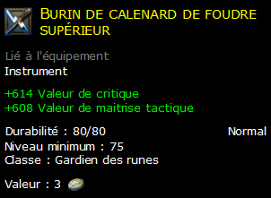 Burin de calenard de foudre supérieur