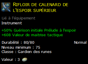 Rifloir de calenard de l'espoir supérieur