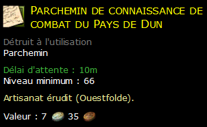 Parchemin de connaissance de combat du Pays de Dun