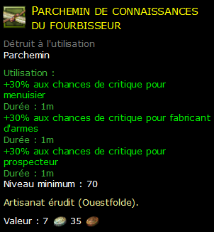 Parchemin de connaissances du fourbisseur