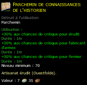 Parchemin de connaissances de l'historien