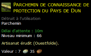 Parchemin de connaissance de protection du Pays de Dun