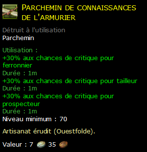 Parchemin de connaissances de l'armurier