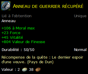 Anneau de guerrier récupéré