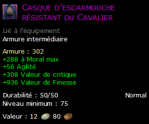 Casque d'escarmouche résistant du Cavalier