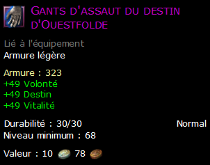 Gants d'assaut du destin d'Ouestfolde