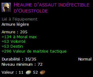 Heaume d'assaut indéfectible d'Ouestfolde