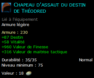 Chapeau d'assaut du destin de Théodred