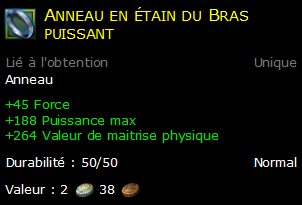 Anneau en étain du Bras puissant