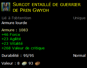 Surcot entaillé de guerrier de Pren Gwydh