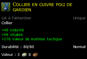 Collier en cuivre poli de gardien