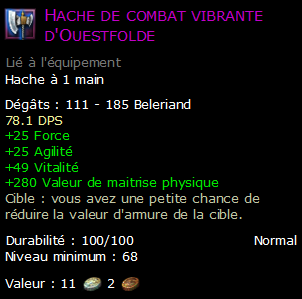 Hache de combat vibrante d'Ouestfolde