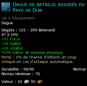 Dague de bataille aiguisée du Pays de Dun