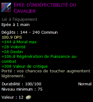 Epée d'indéfectibilité du Cavalier