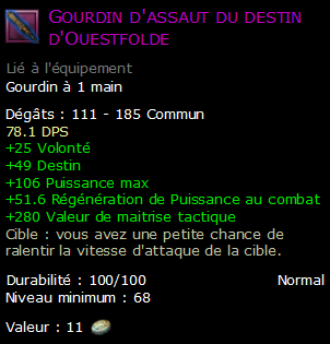 Gourdin d'assaut du destin d'Ouestfolde